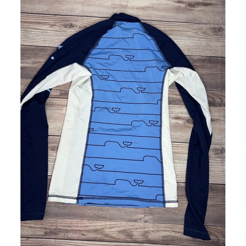 VINEYARD VINES WHALE LINE GRAPHIC RASH GUARD SHIRT WOMEN'S  BLUE‎ XS